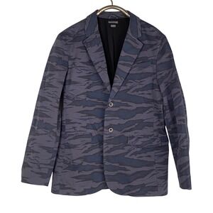 AX Armani Exchange Mens Camo Print Blazer Jacket Blue Grey Size L